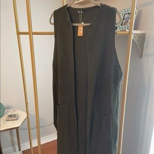 Olive long sweater vest
